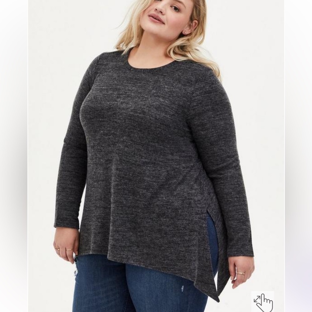 Torrid Super Soft Plush Lace-Up Back Tunic Sweatshirt